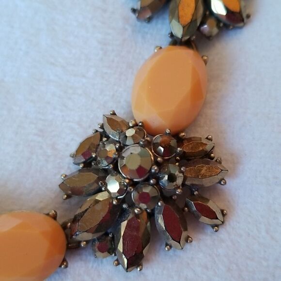 J Crew Vtg Necklace gold tone and orange - Picture 13 of 16